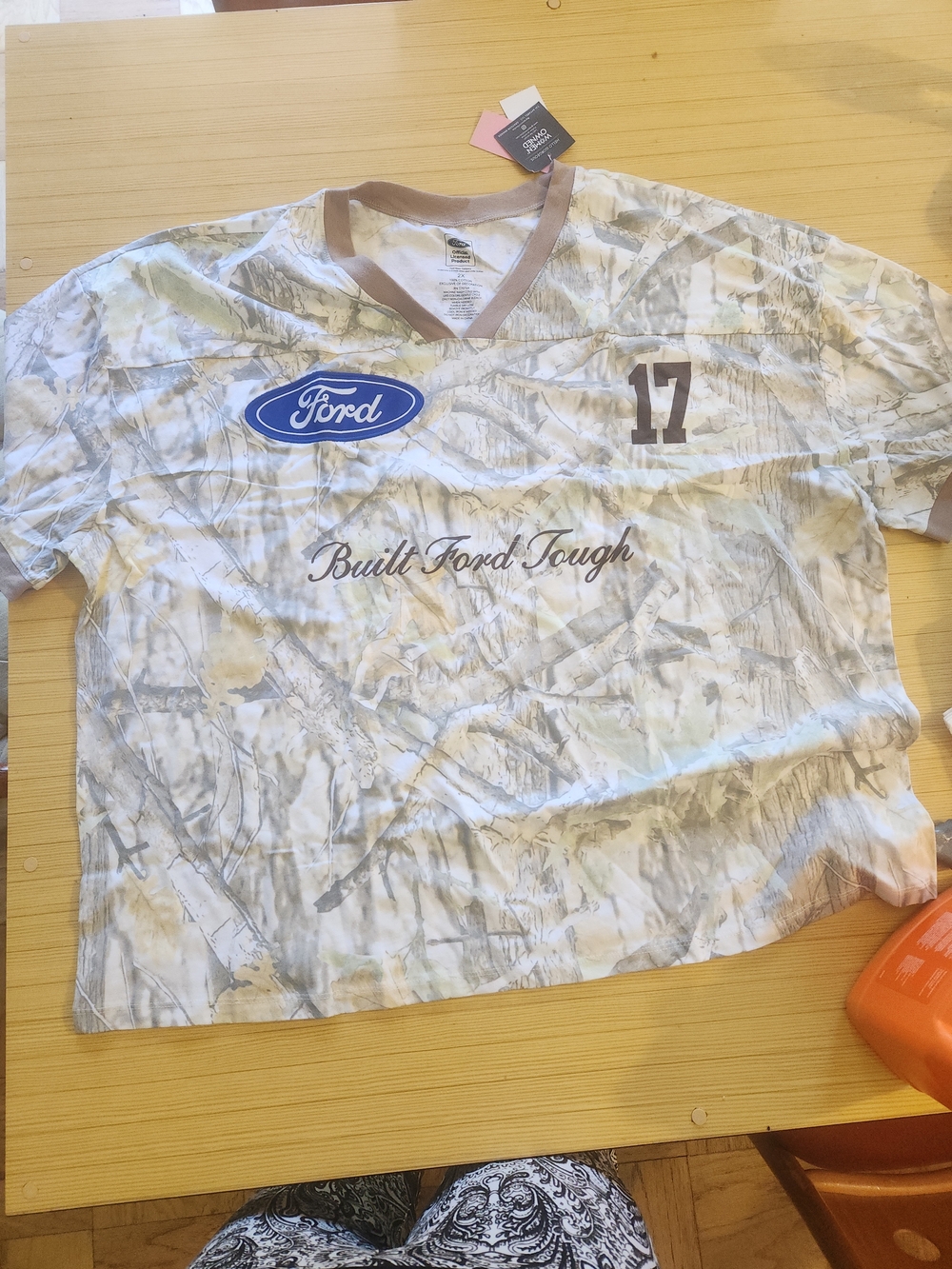 Ford V‑Neck Tee in White and Tan Camo This Collectable Shirt Went Viral